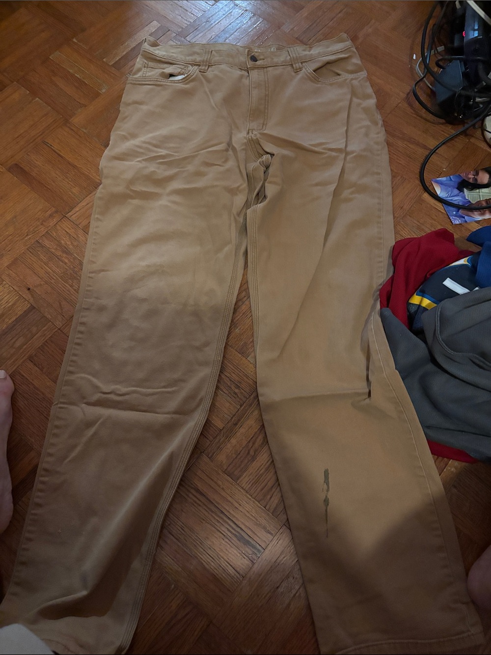 Men's Tan Straight-Leg Chino Pants
